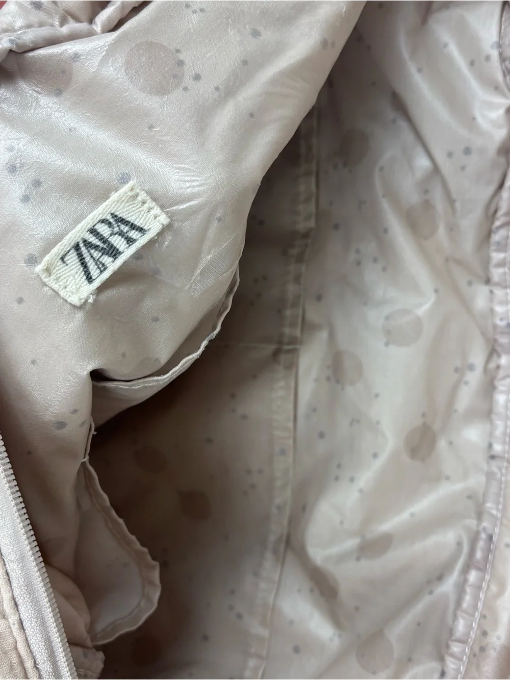 Zara cream colored quilted baby diaper bag travel waterproof beige
